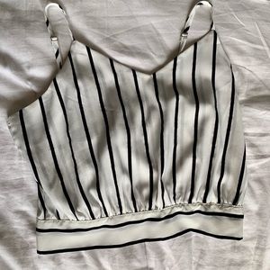 Zaful Striped Tie Back Crop Top